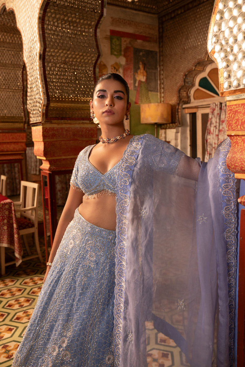 LEHENGA + BLOUSE + DUPATTA // AEGEAN BLUE LEHENGA SET