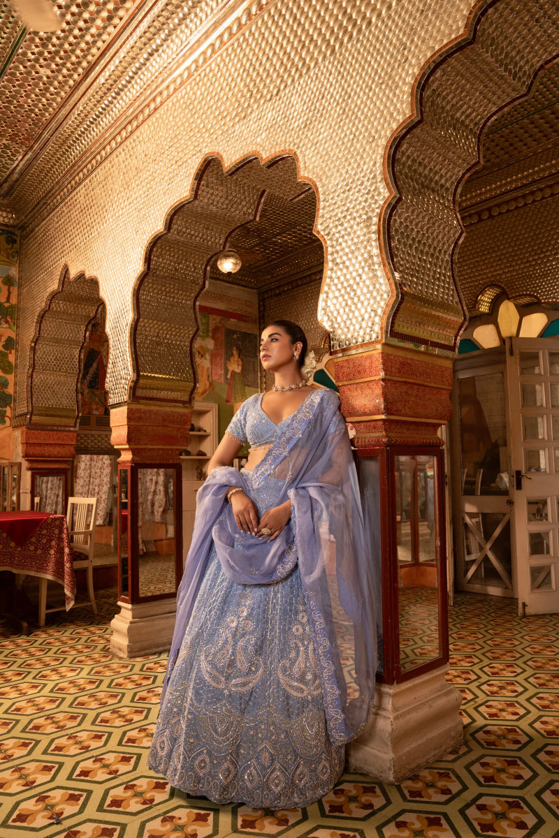 LEHENGA + BLOUSE + DUPATTA // AEGEAN BLUE LEHENGA SET