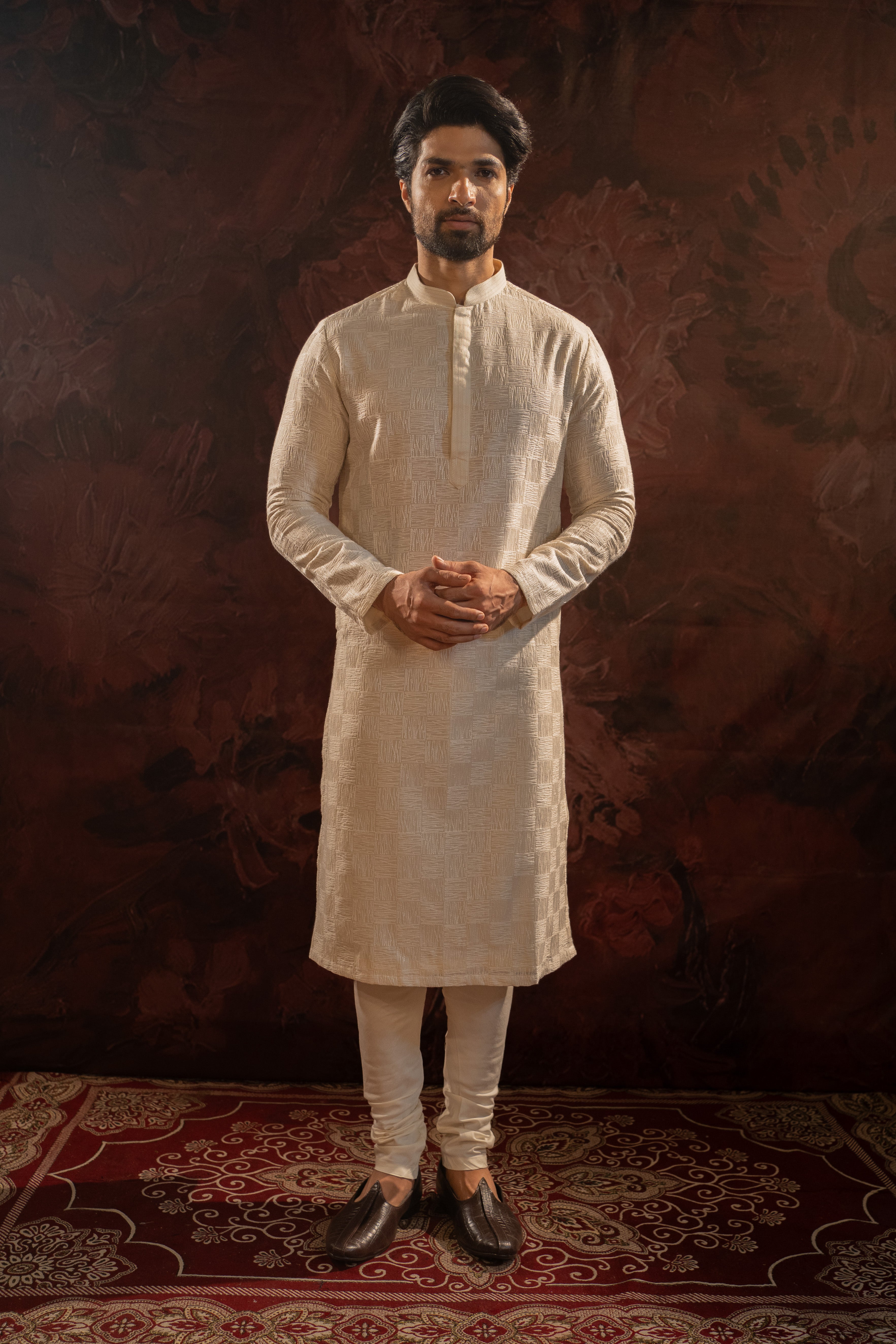 Offwhite Zardosi Jacket With Kurta Set