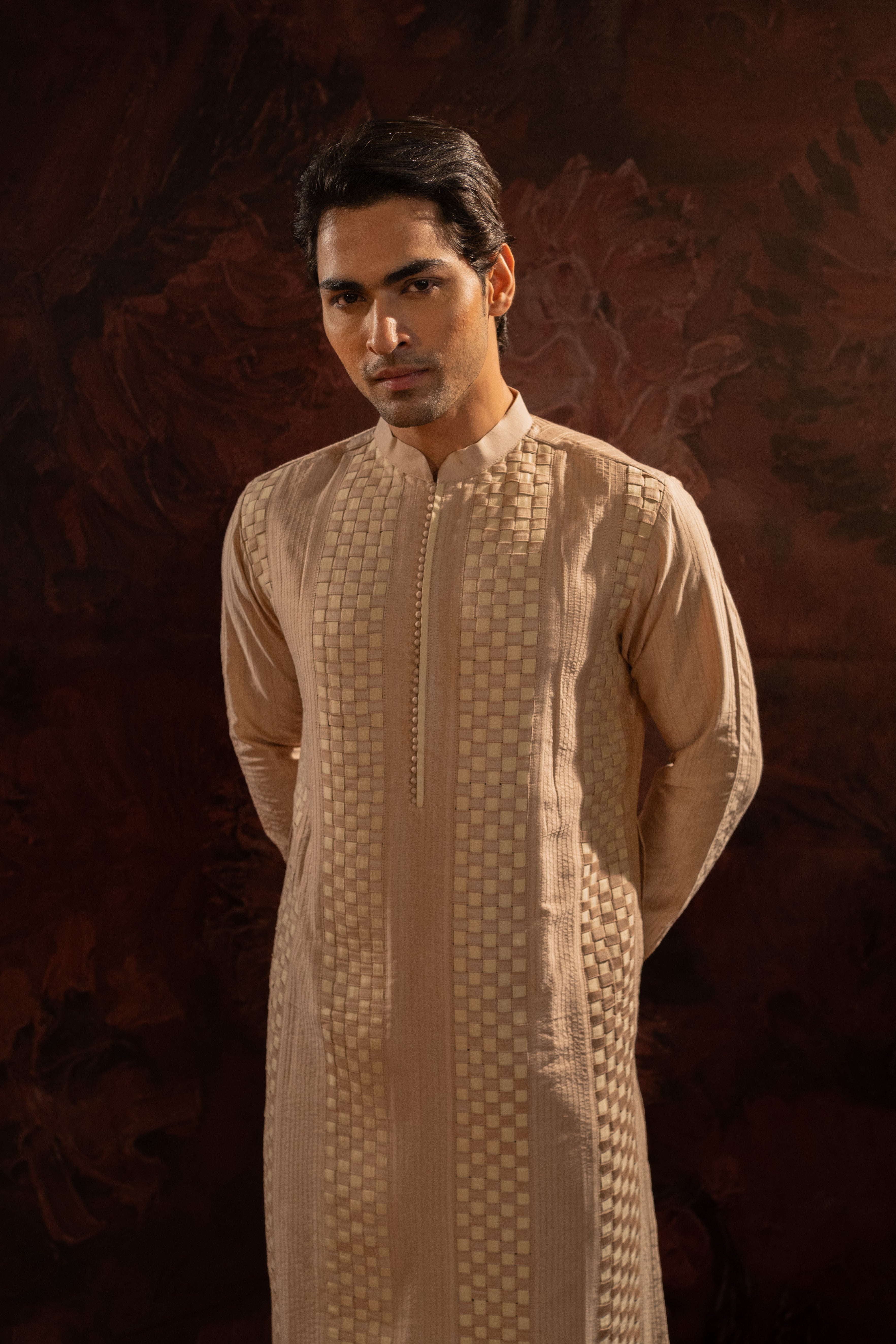 Pearl Mesh Pintuck Kurta Set