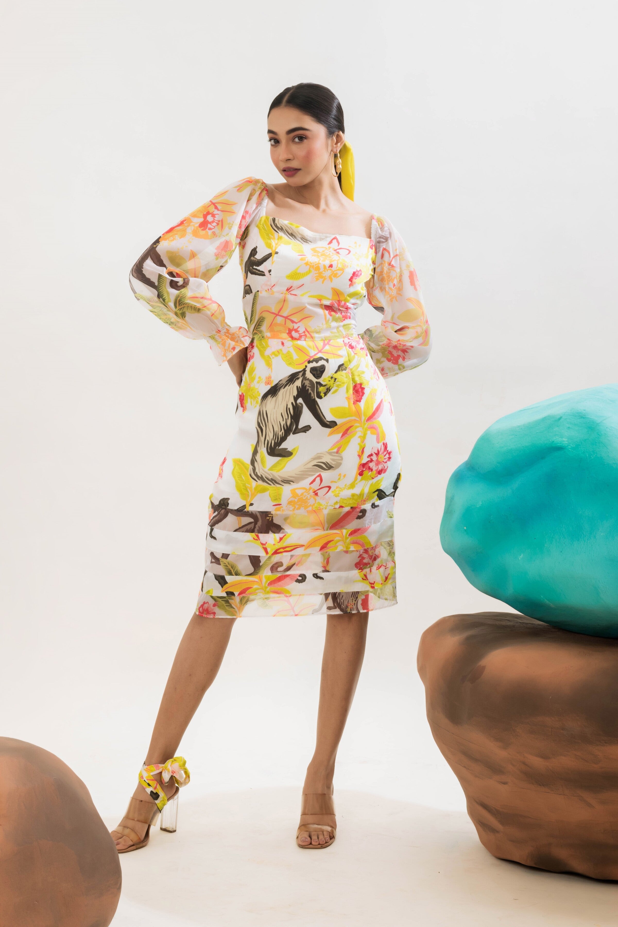 A line Dress & Sheer Trench Coat Co-ord Set