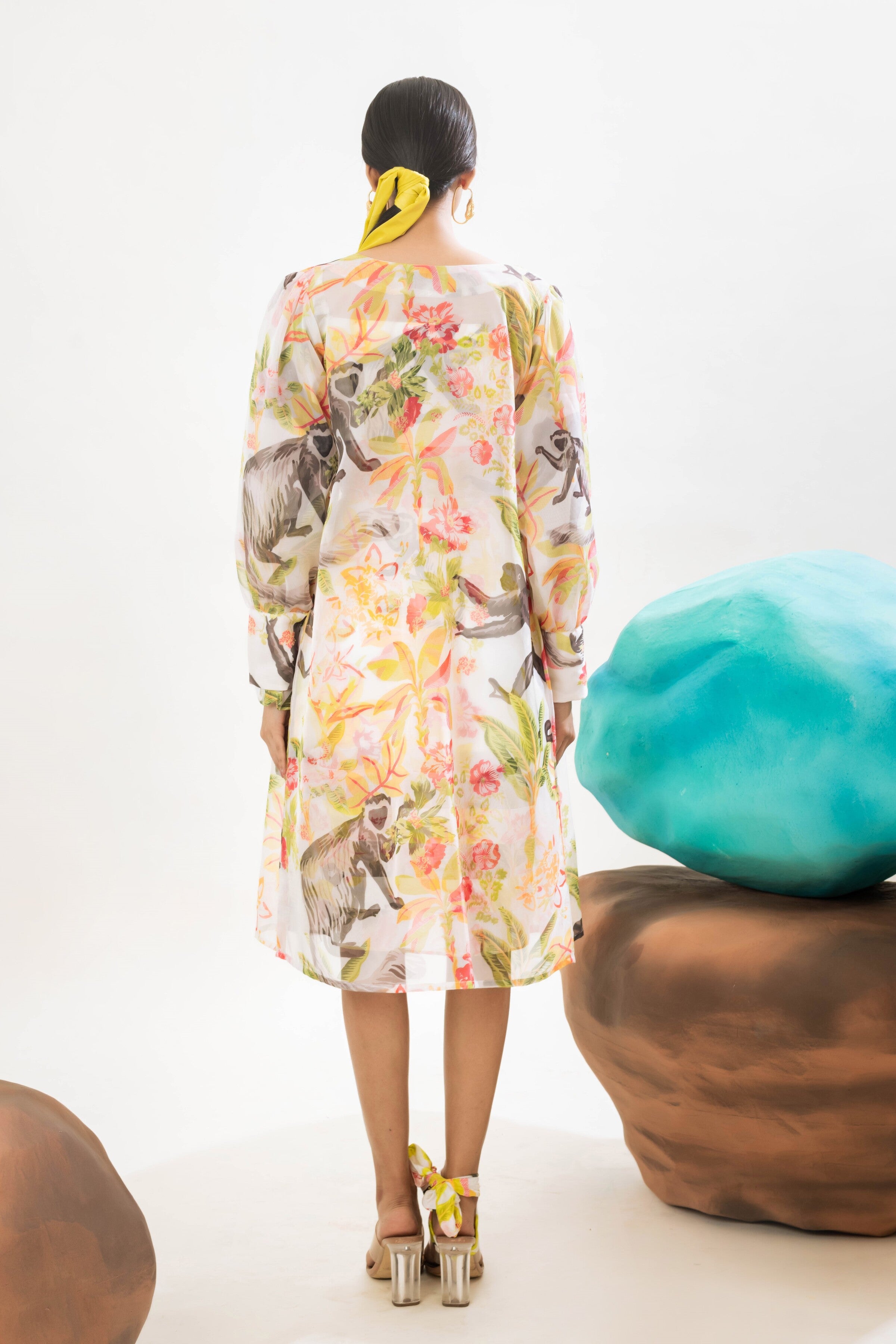 A line Dress & Sheer Trench Coat Co-ord Set