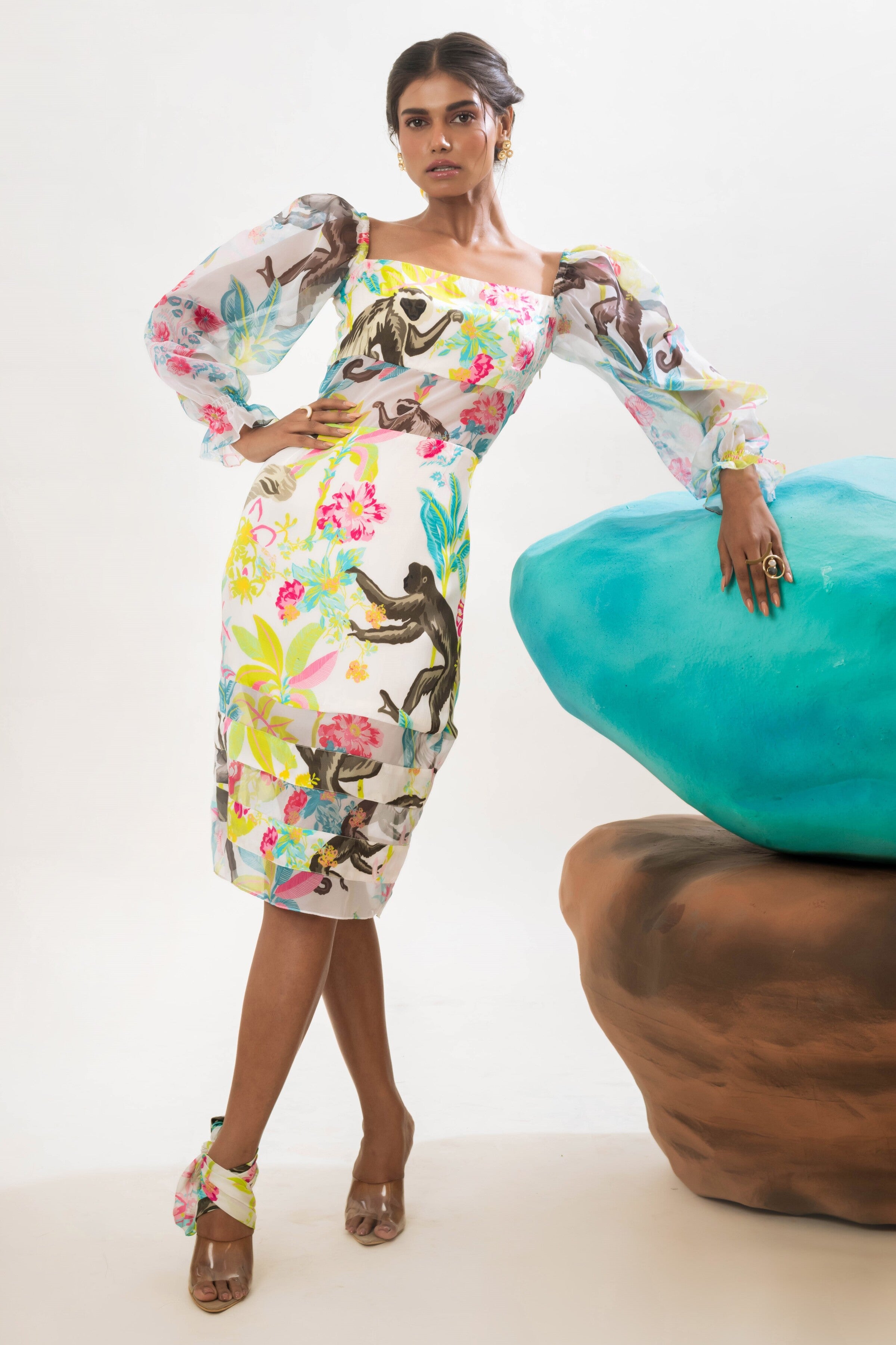 A line Dress & Sheer Trench Coat Co-ord Set