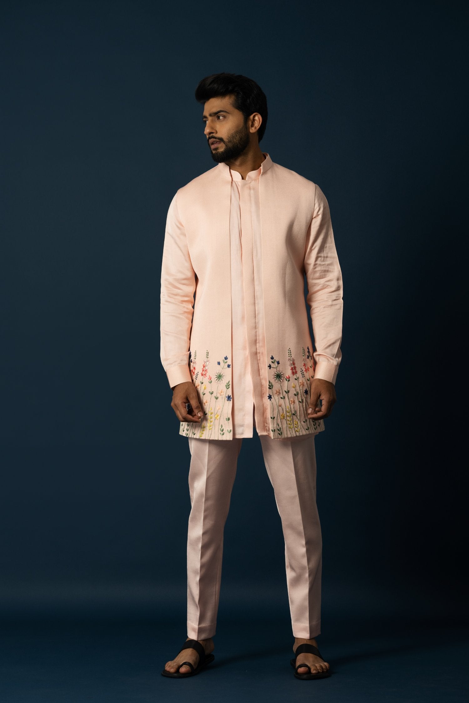 Light Titian Floral Kurta & Long Nehru Set