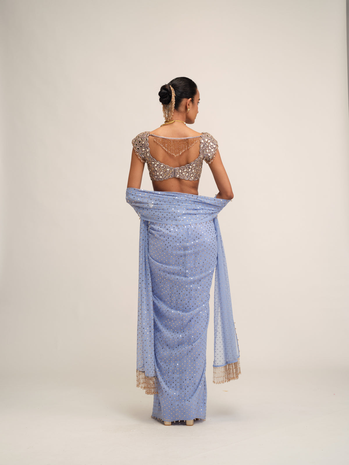 Dew Blue Draped Skirt Set