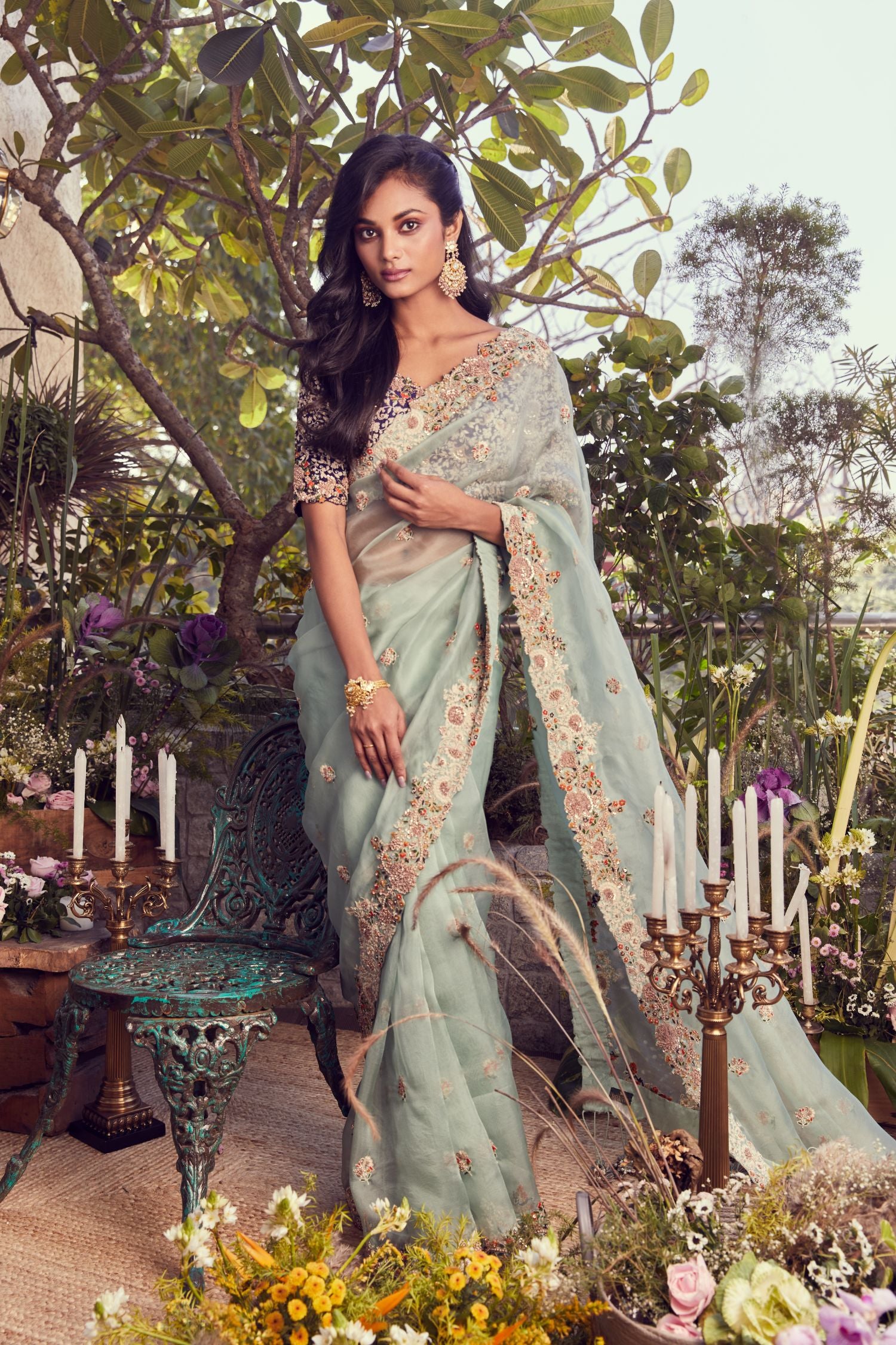 Organza Saree And Silk Blouse