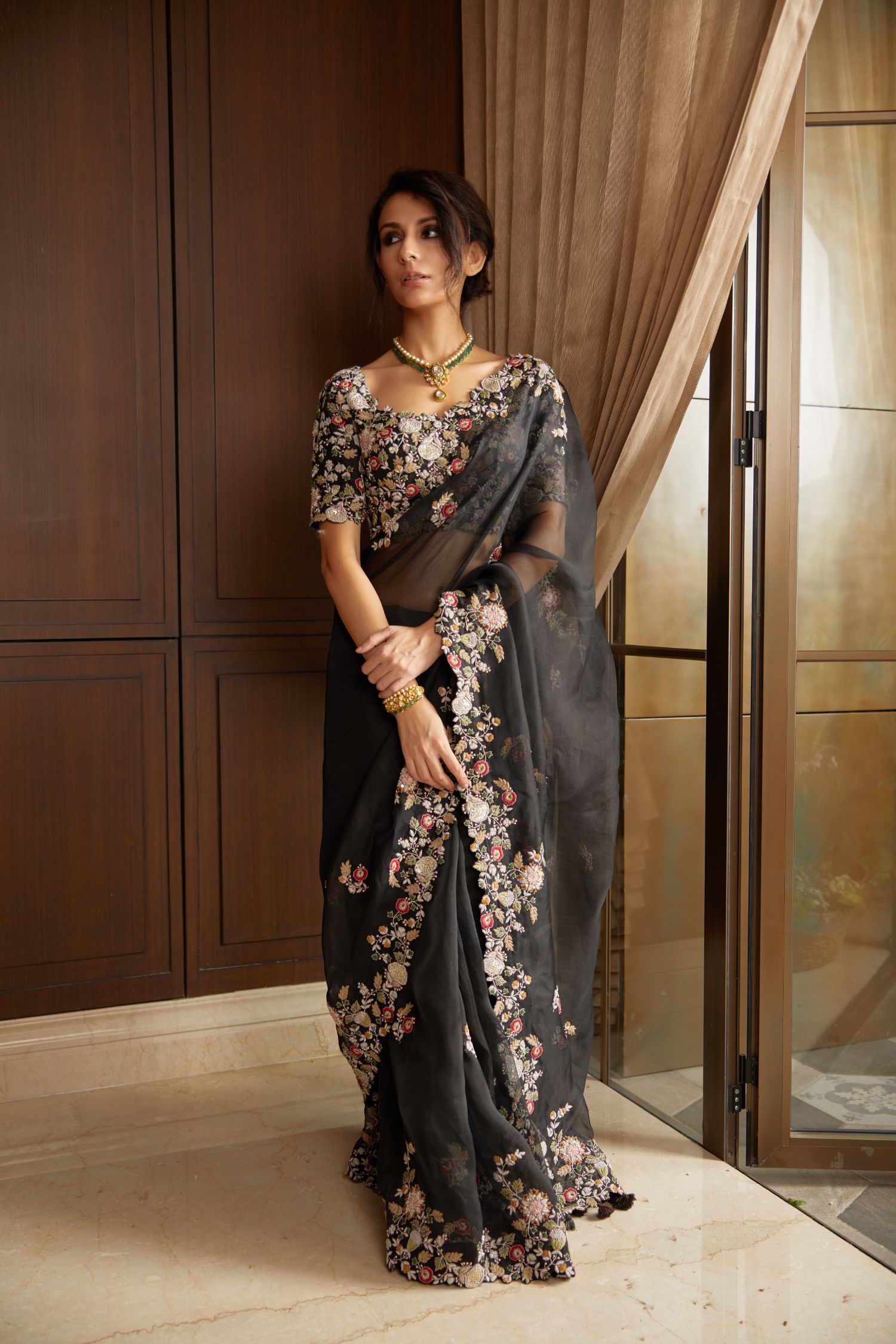 Organza Saree And Silk Blouse