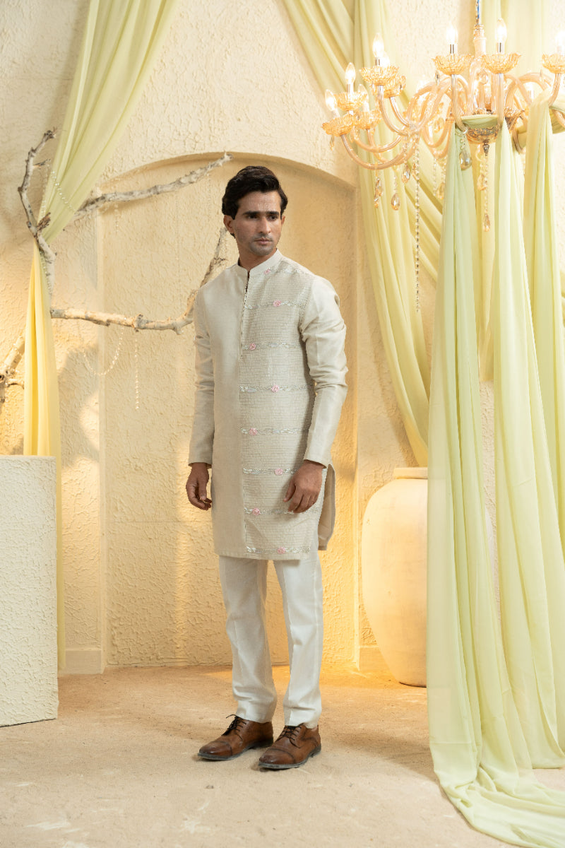 Ivory Mist Embroidered Kurta Set
