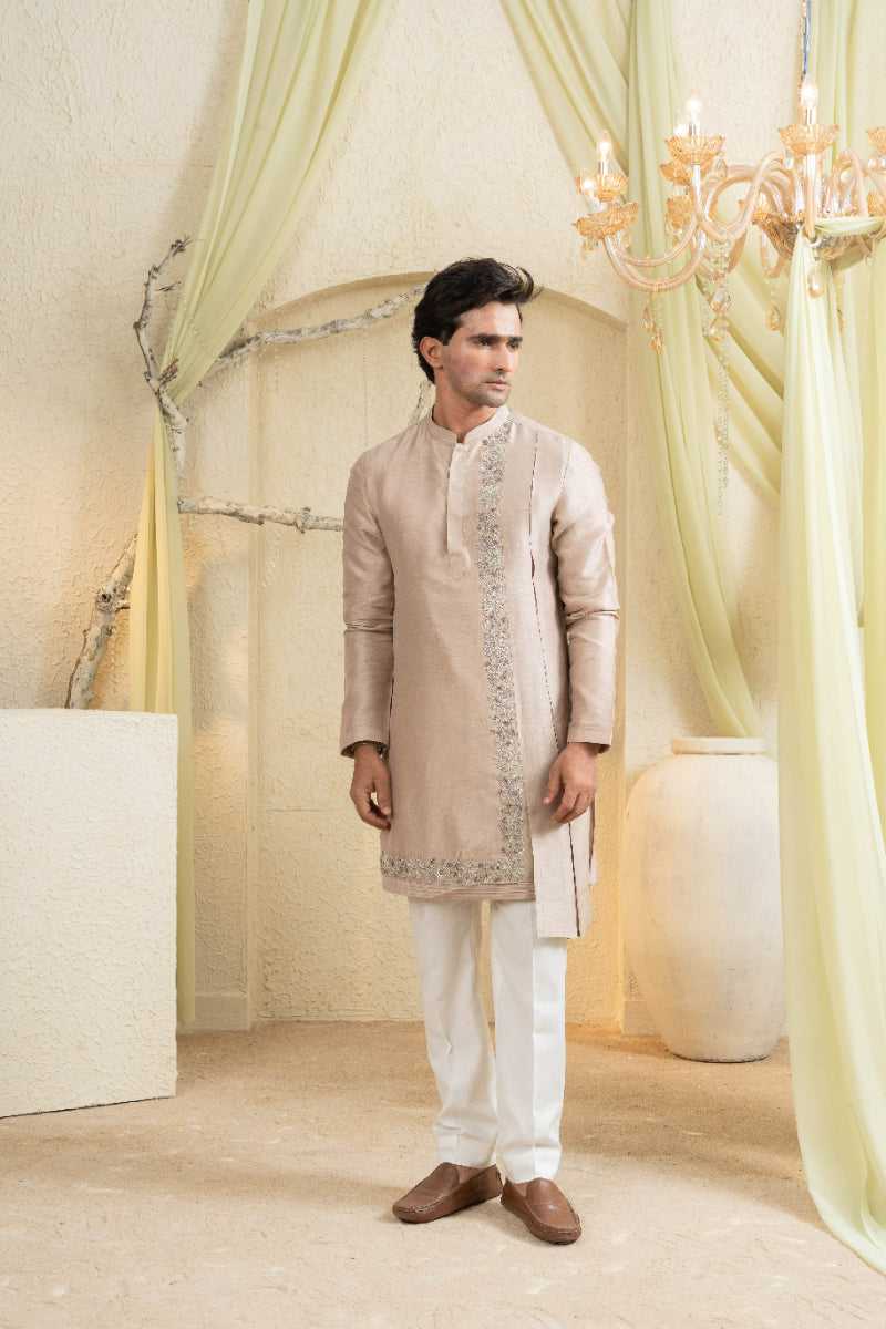 Champagne Gold Embroidered Kurta Set