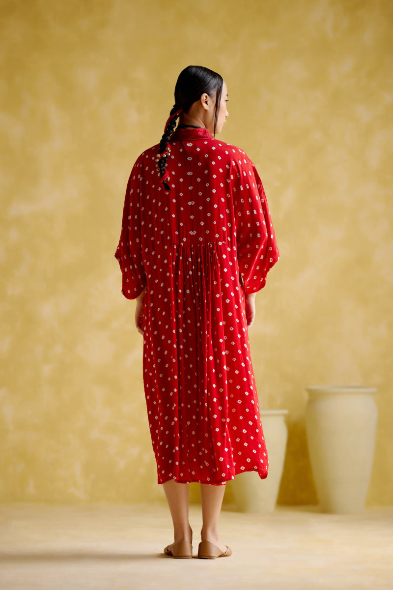 Devadarsana- Red Handcrafted Kaftan