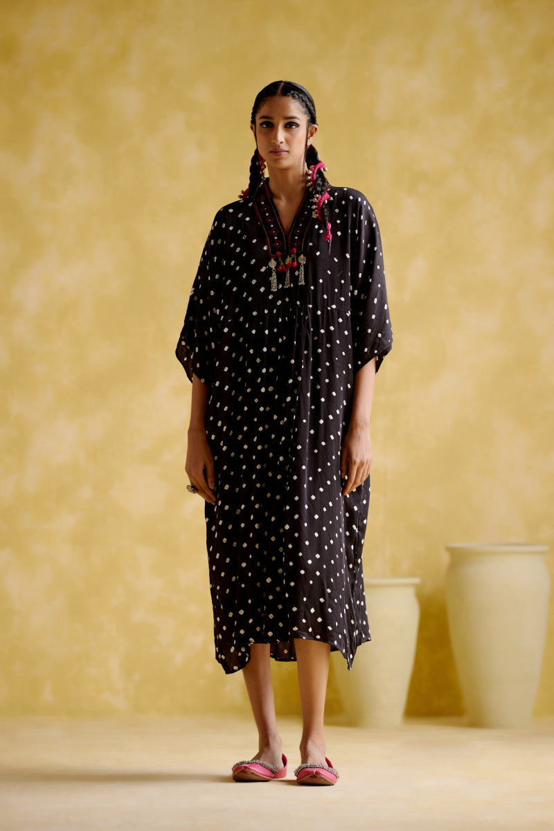 Devadarsana- Black Handcrafted Kaftan