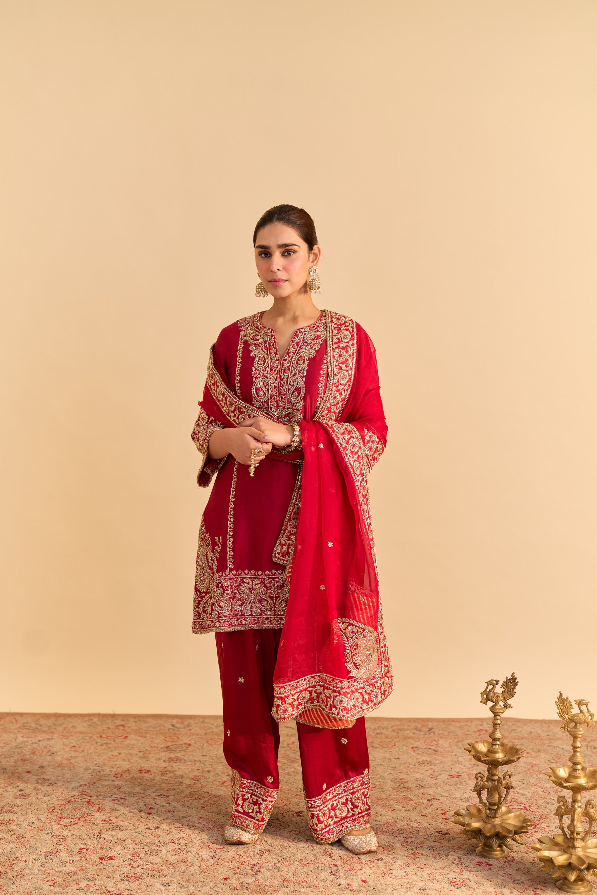 Dua Dabka Zardozi Embroidered Short Kurta Set