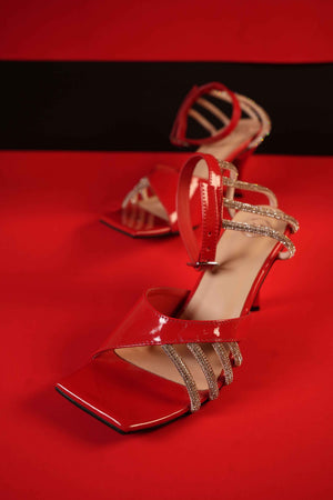 Red Elle Crisscross String Heel Sandals