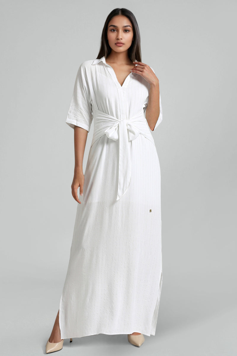 White Lurex Maxi Dress