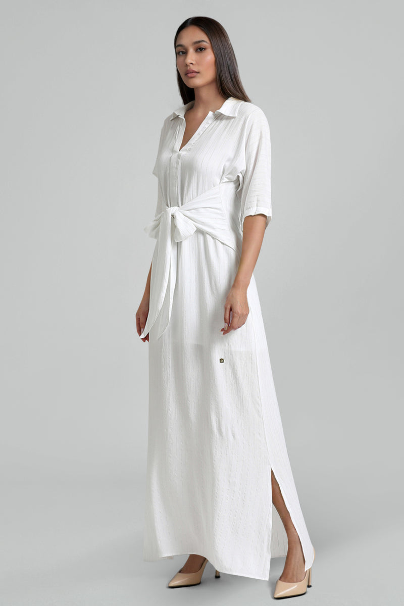 White Lurex Maxi Dress