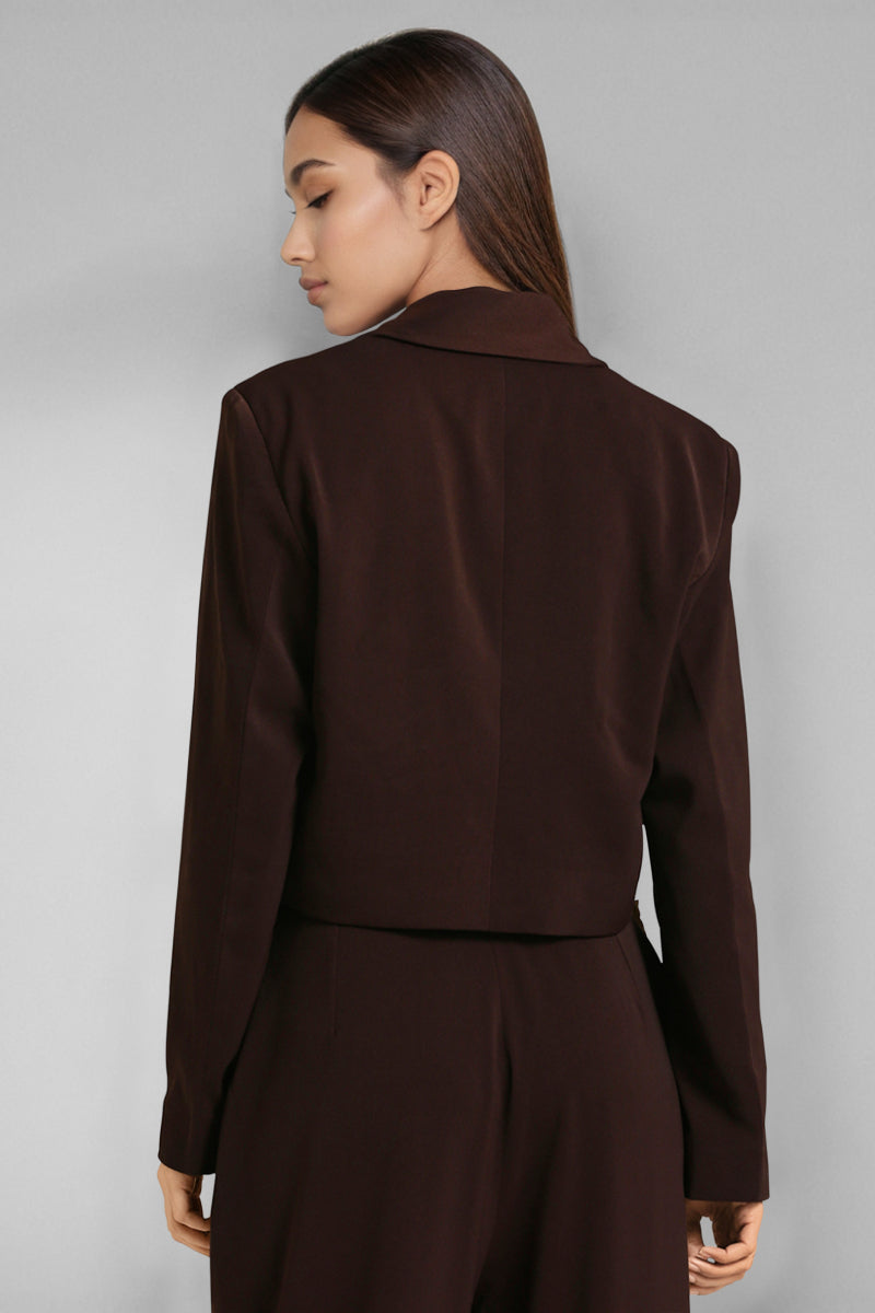 Brown Viscose Knit Blazer