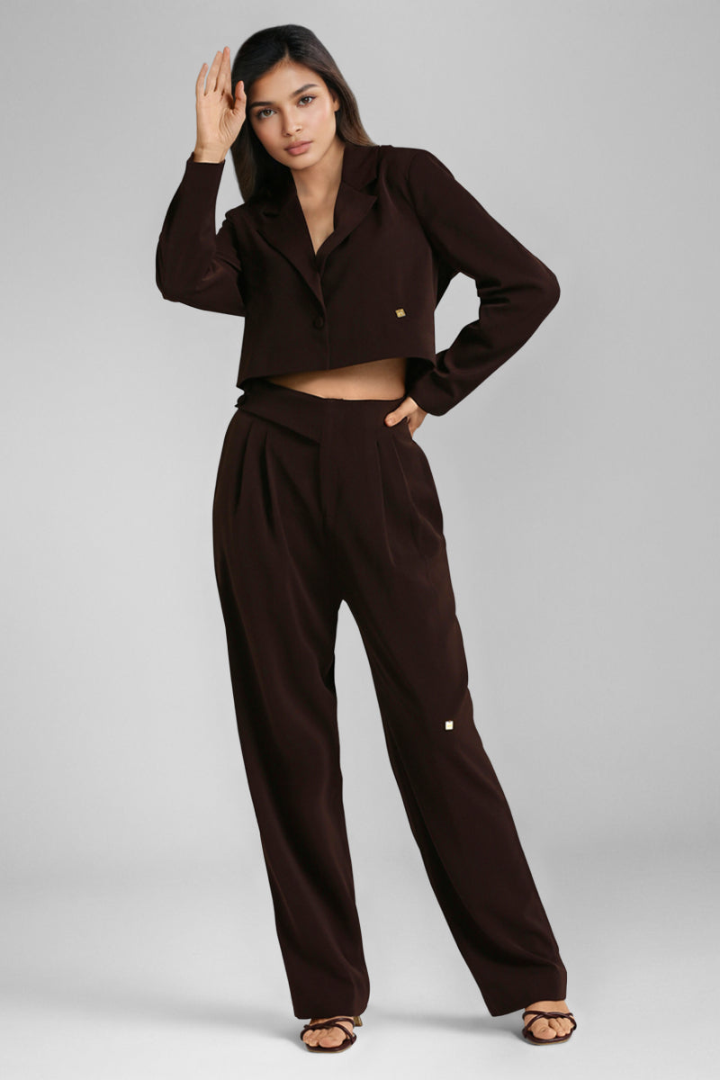 Brown Viscose Knit Blazer