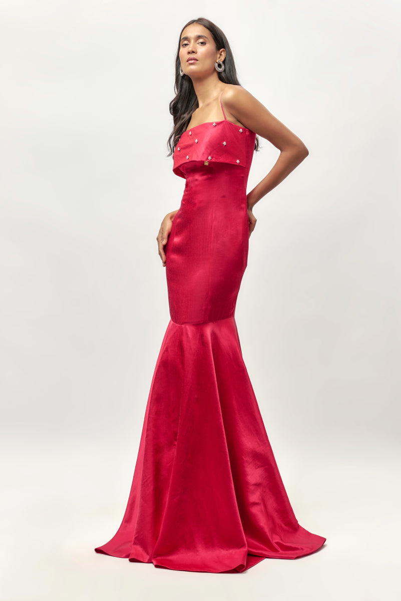 Hot Pink Embellished Gown