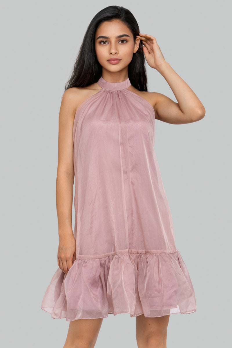 Mauve Flared Short Dress
