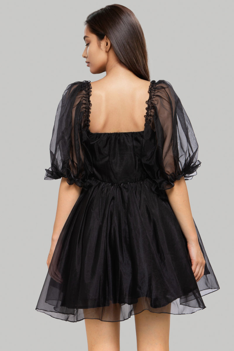 Black Flared Short Dress