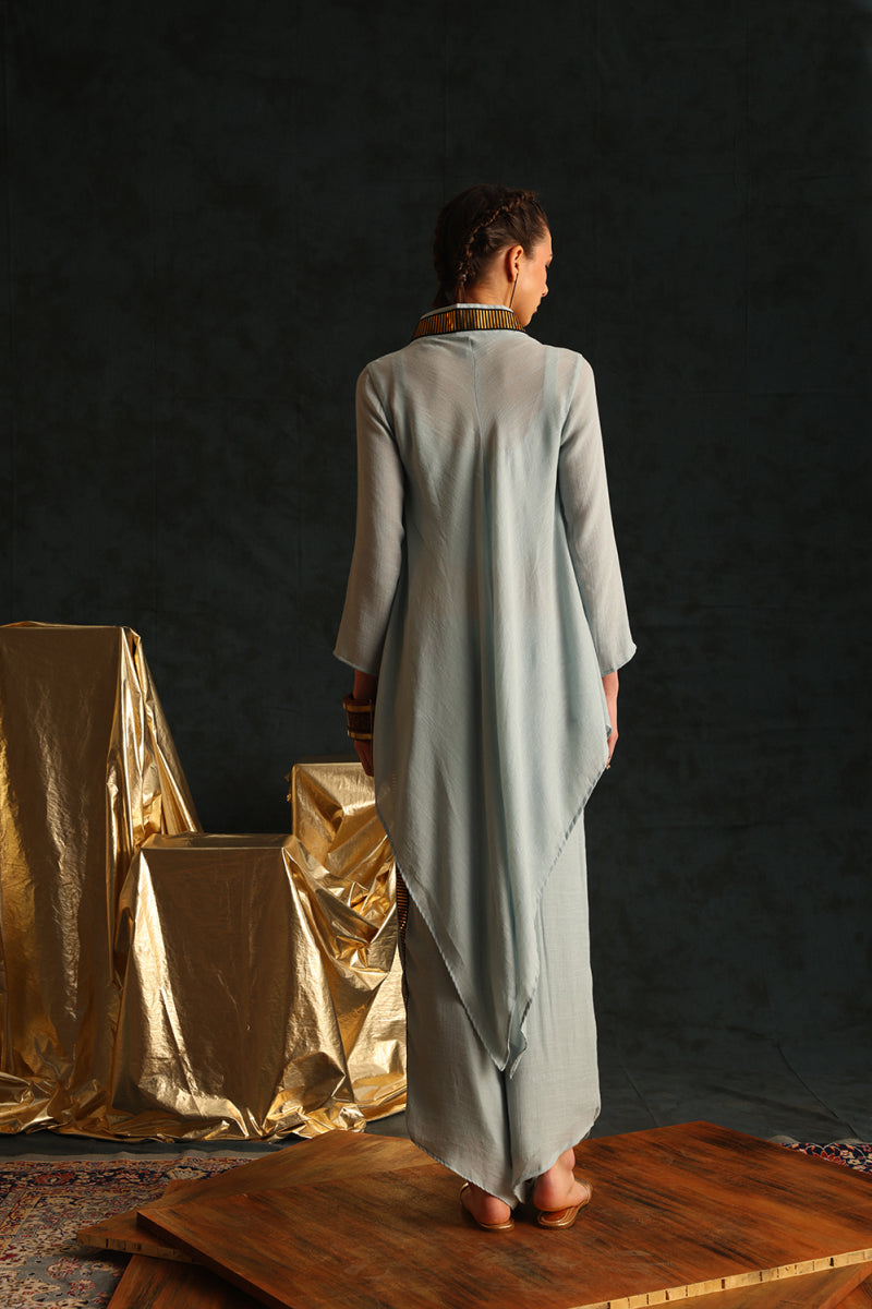 V-tunic foil twin set