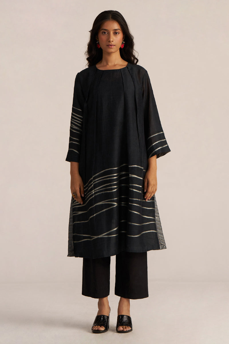 Black Woven Linen Co-Ord Set