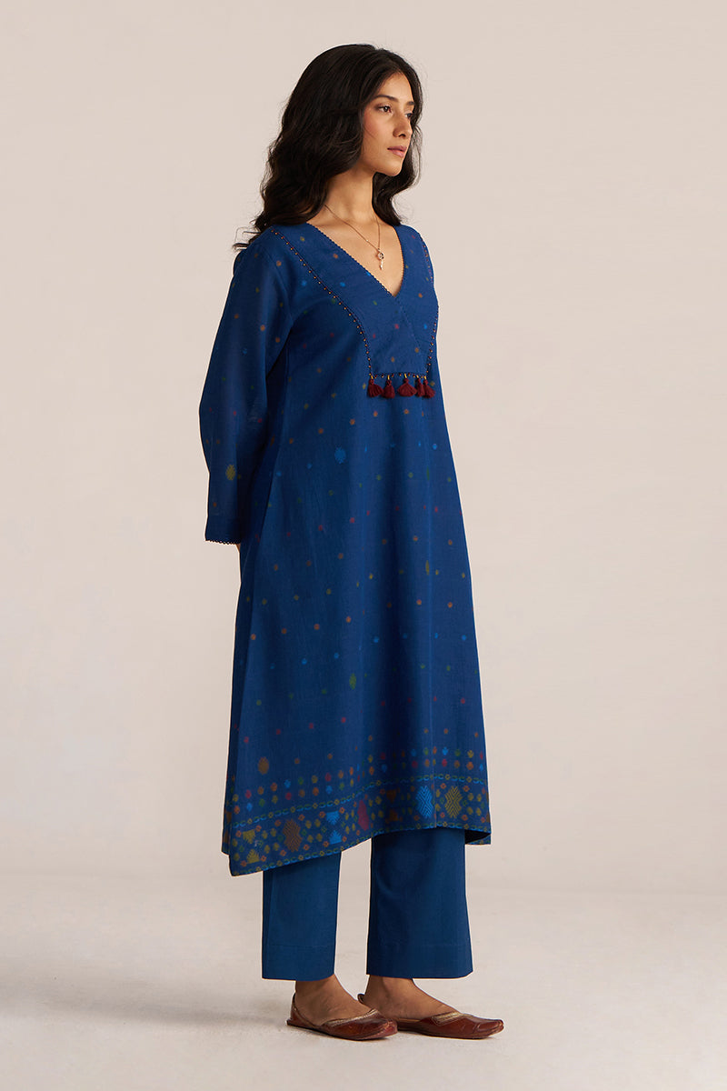 Blue Woven Cotton Co-Ord Set