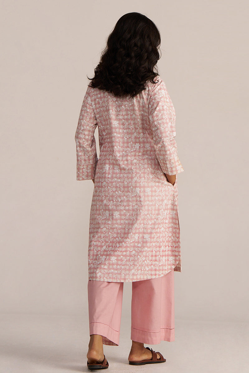 Rose Pink And White Cotton Print Co-Ord Set