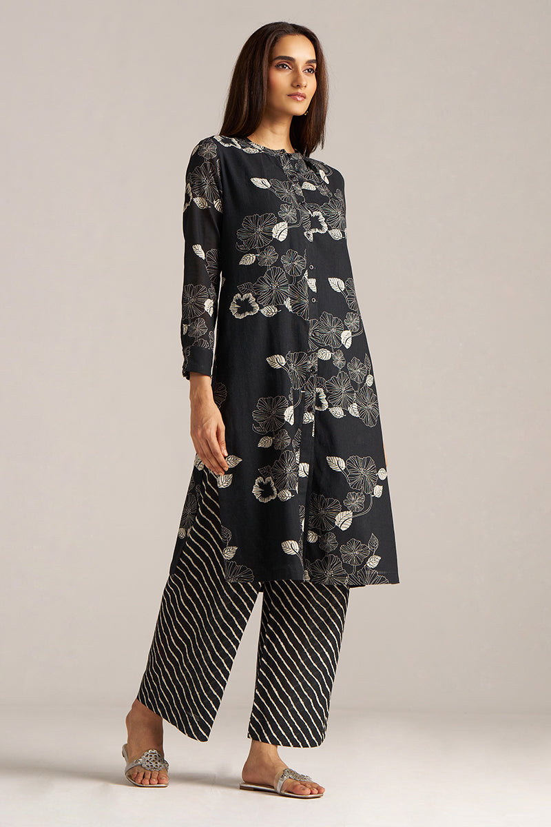 Black and White Linen Print Co-ord Set