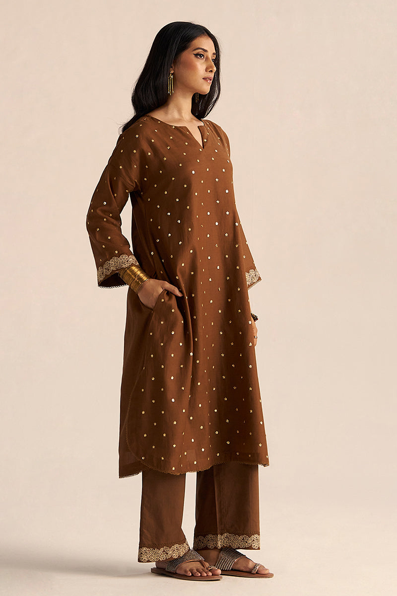 Toffee Embroidered Festive Co-ord Set