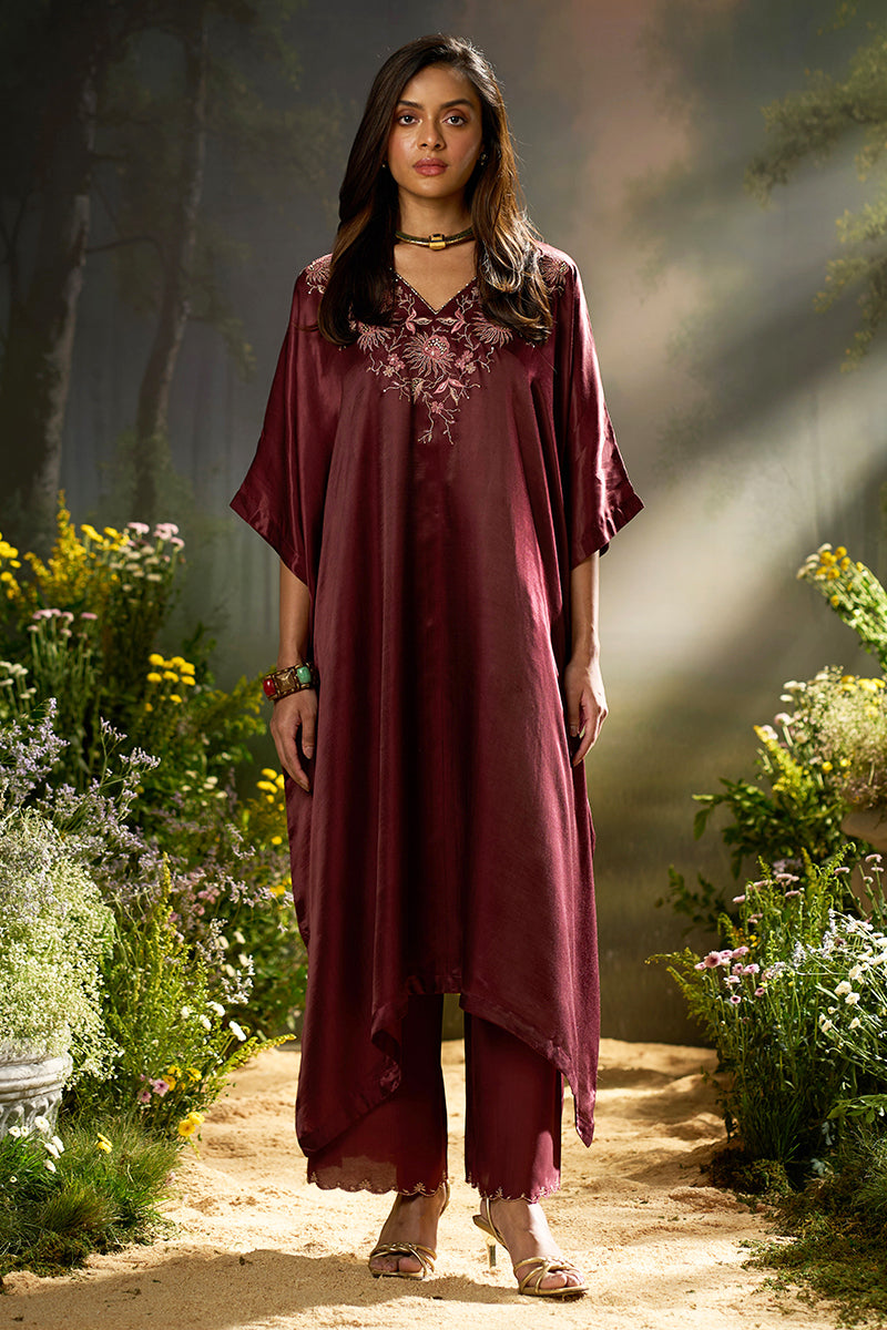 Tawny Port Silk Kaftaan Co-ord Set