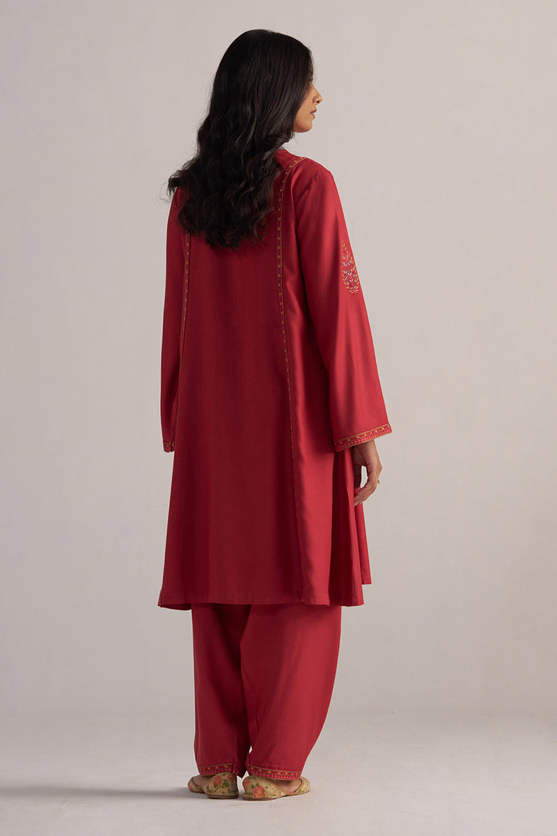 Jester Red Pashmina Kurta Set