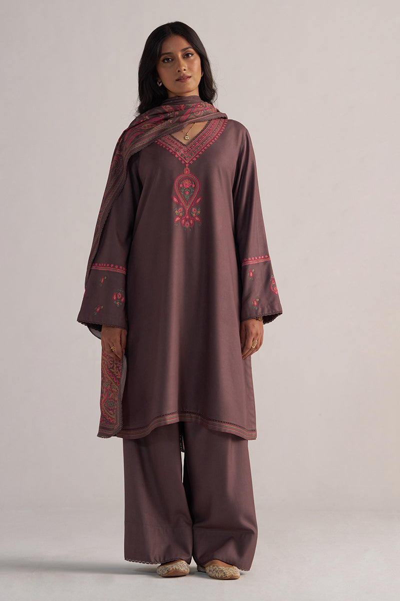 Plum Truffle Pashmina Kurta Set