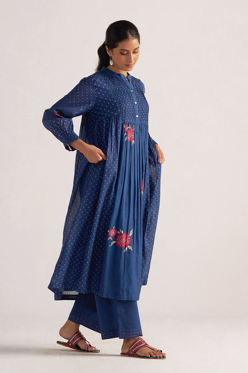 Flower Print Mul-Chanderi Co-ord Set