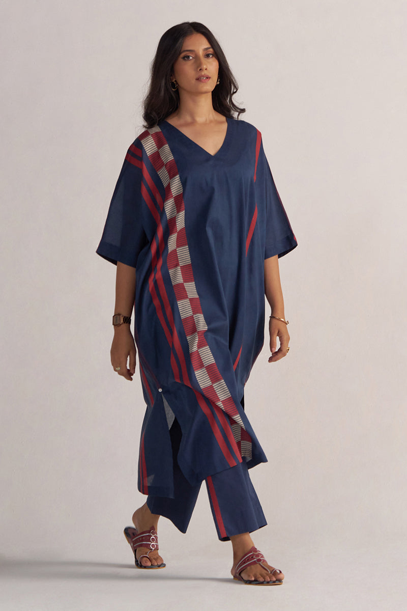 Navy Blue Mul-Mul Kaftaan Set