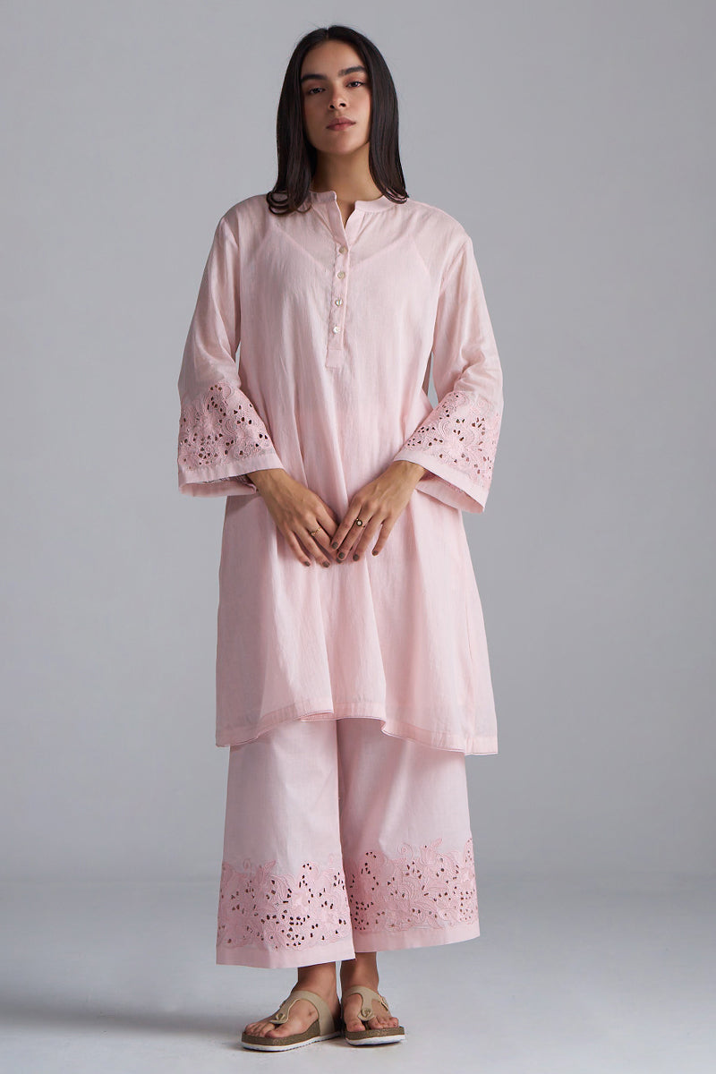 Crystal Pink Mul-Mul Co-ord Set