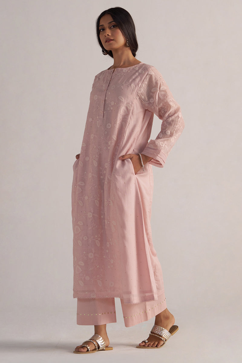 Potpourri Pink Pure Chanderi Co-ord Set