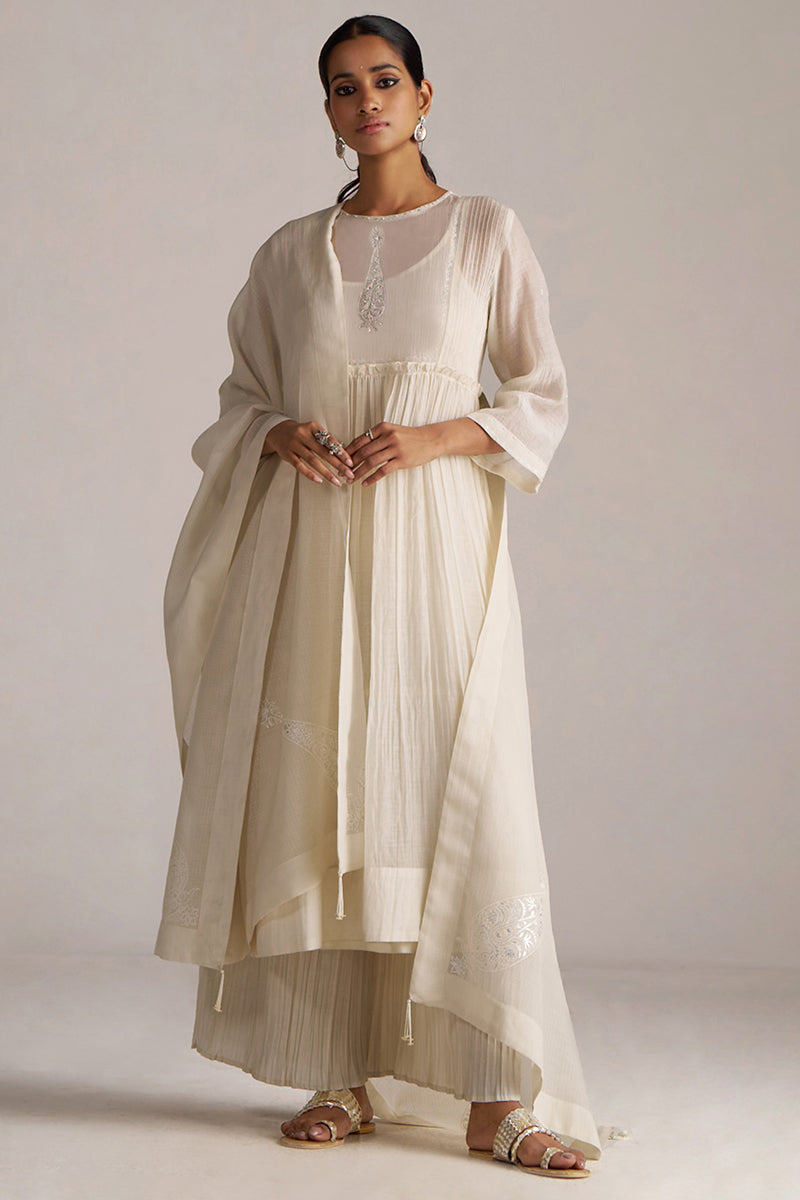 Ivory Pure Chanderi Kurta Set