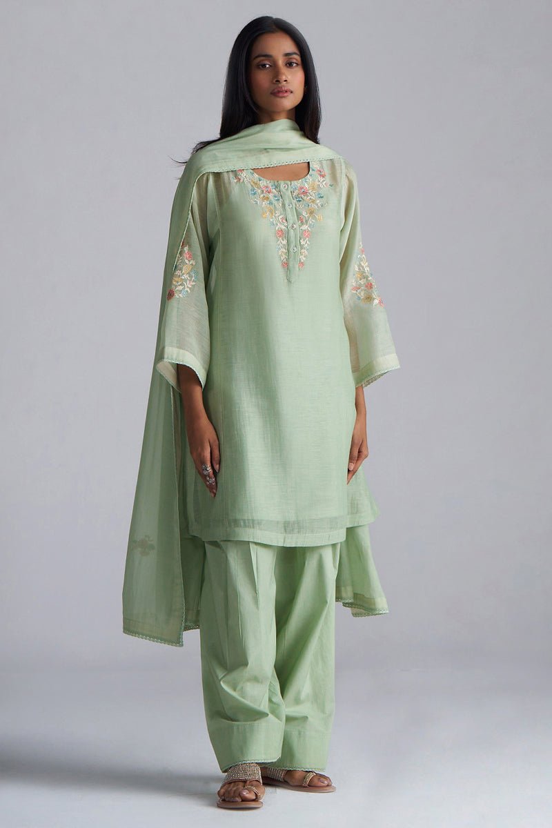 Laurel Green Chanderi Kurta Set