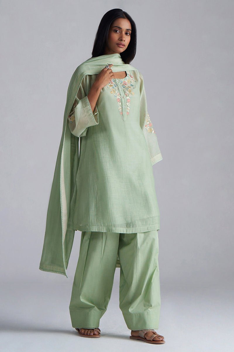 Laurel Green Chanderi Kurta Set