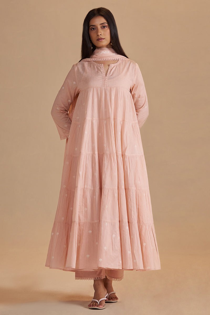 Evening Sand Mul-Mul Anarkali Kurta Set
