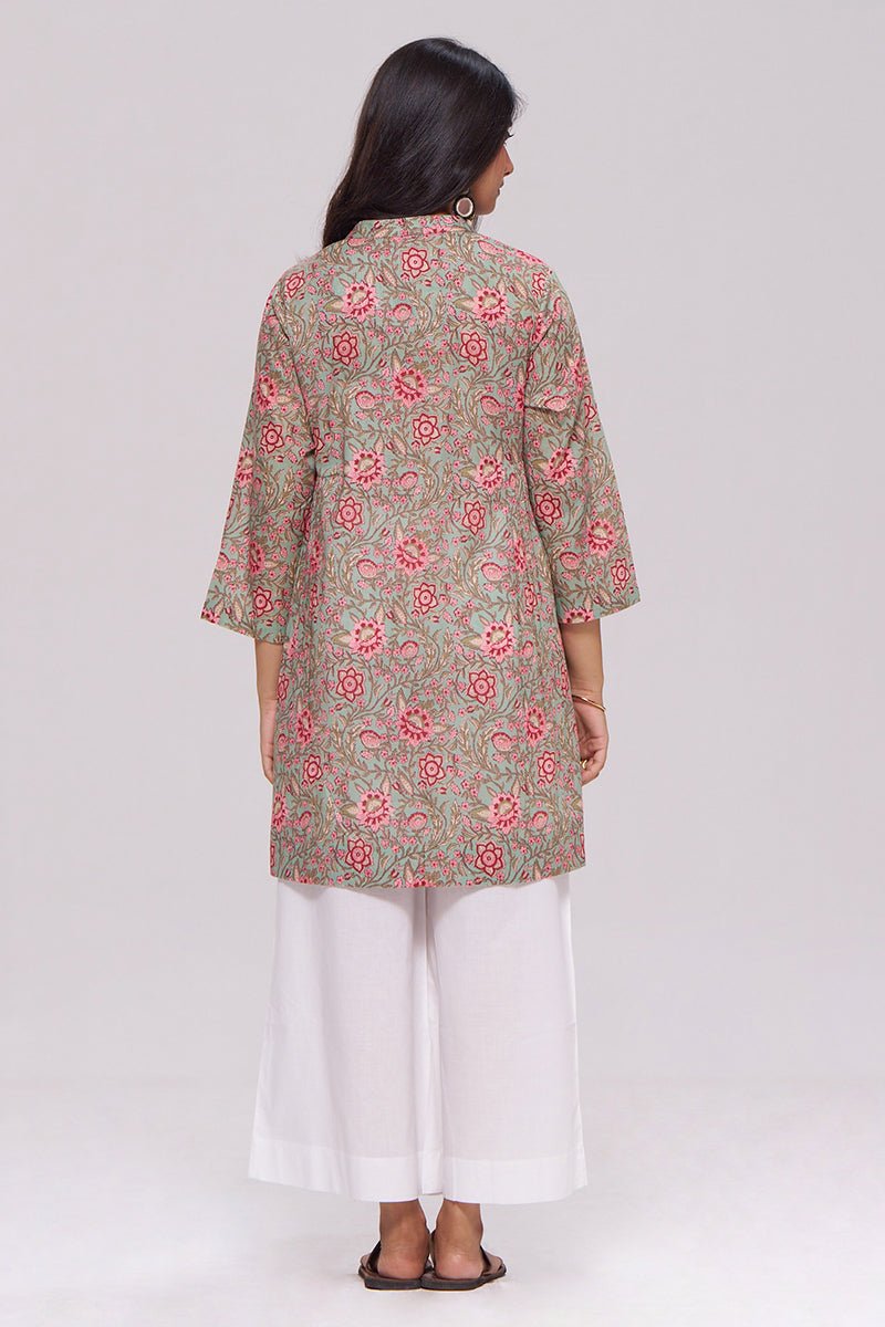 Basil Green and Pink Cotton Top