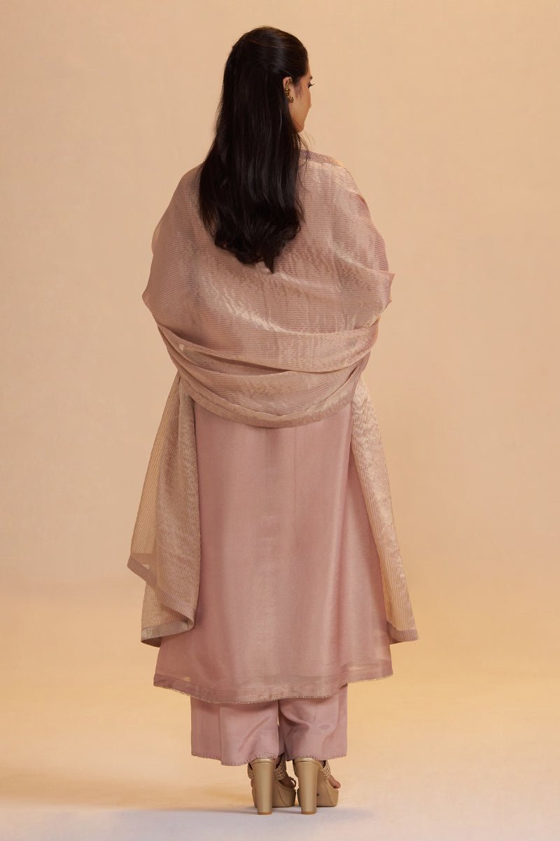 Shell Pink Tissue Festive Kurta Set