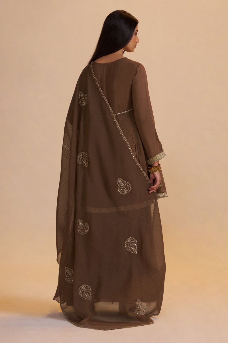 Husk Brown Festive Sharara Kurta Set