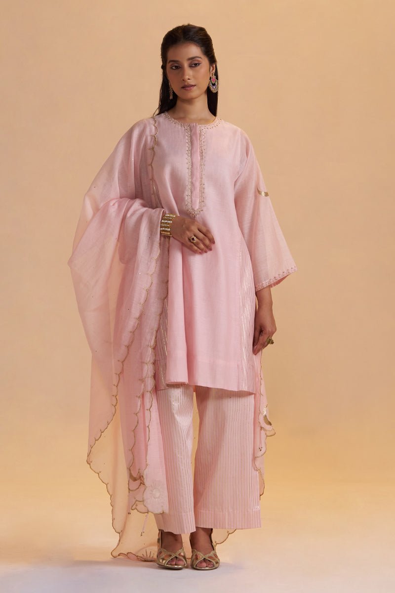 Rose Quartz Silk Festive Kurta Set