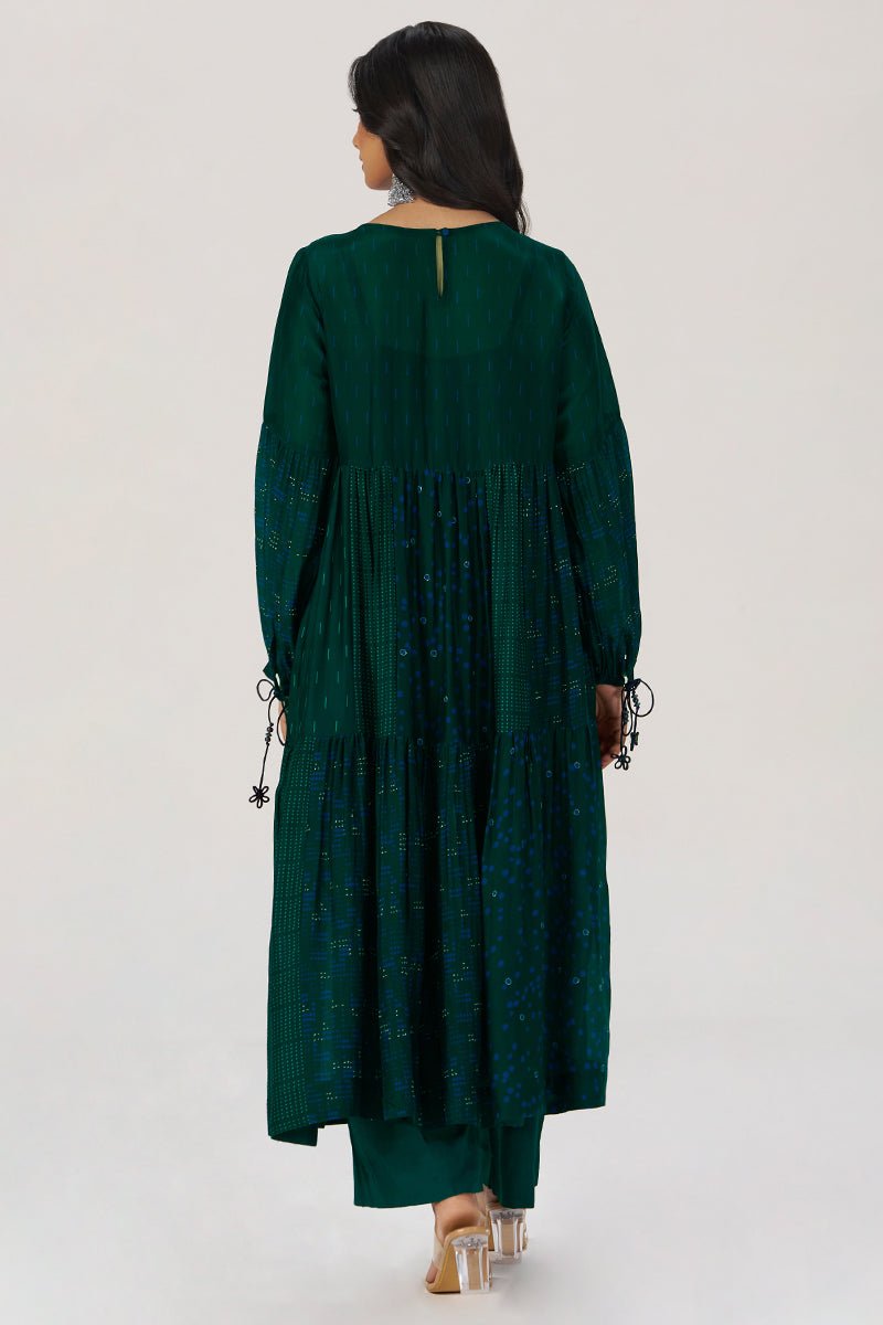 Deep Green Panelled Festive Co-ord Set