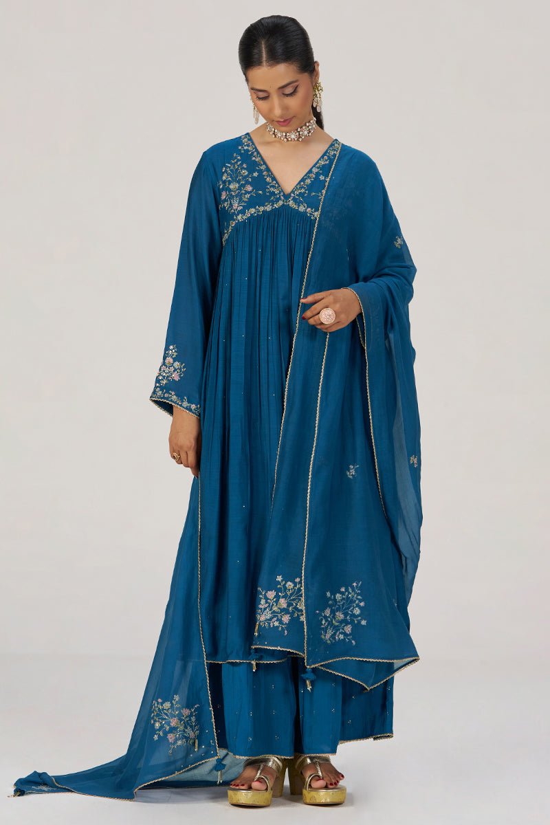 Deep Riverside Blue Festive Kurta Set
