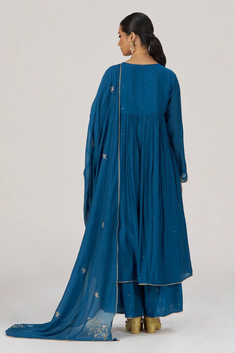 Deep Riverside Blue Festive Kurta Set