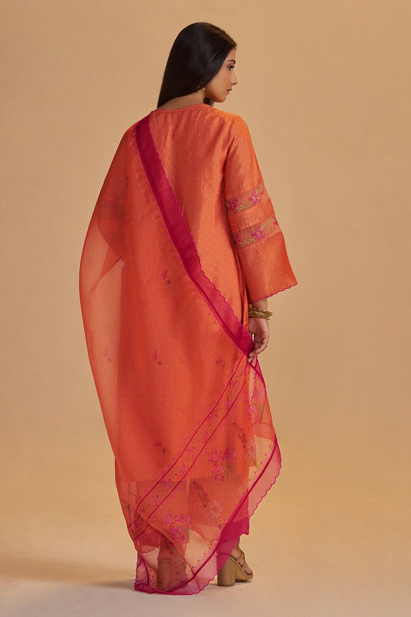 Dusty Orange Silk Festival Kurta Set