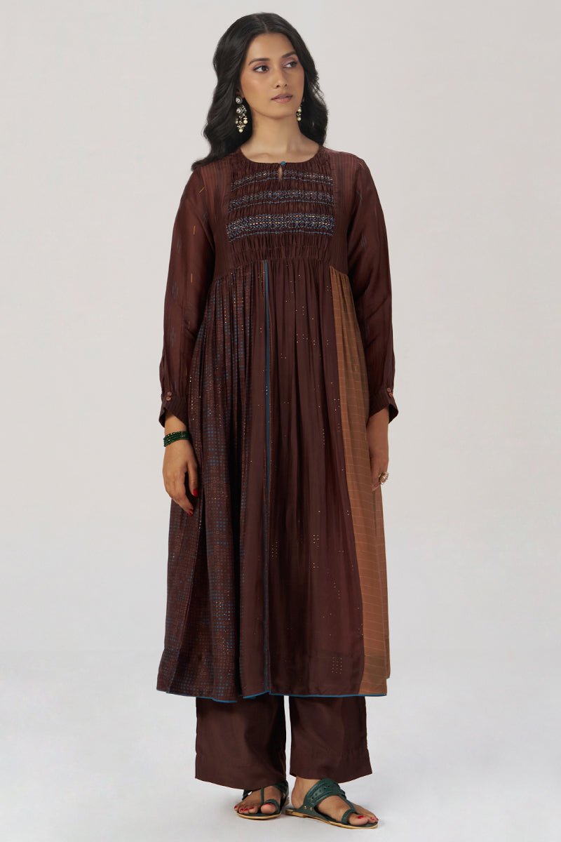 Chocolate Mousse Paneled Festive Co-ord Set